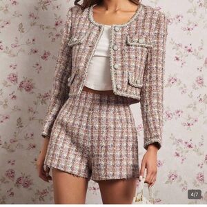 SHEIN Multicolor Tweed Blazer